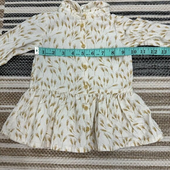H&M Baby Two Piece Dress Set Wheat Print Cotton Fabric Natural White Size 6M - Picture 9 of 10